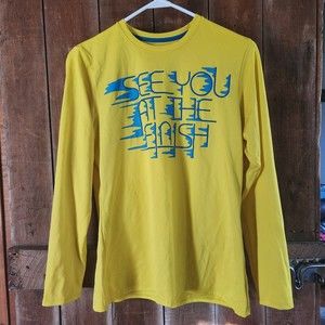 Under Armour S Yellow Run Fitted Heat Gear Long Sleeve Pullover Shirt Womens